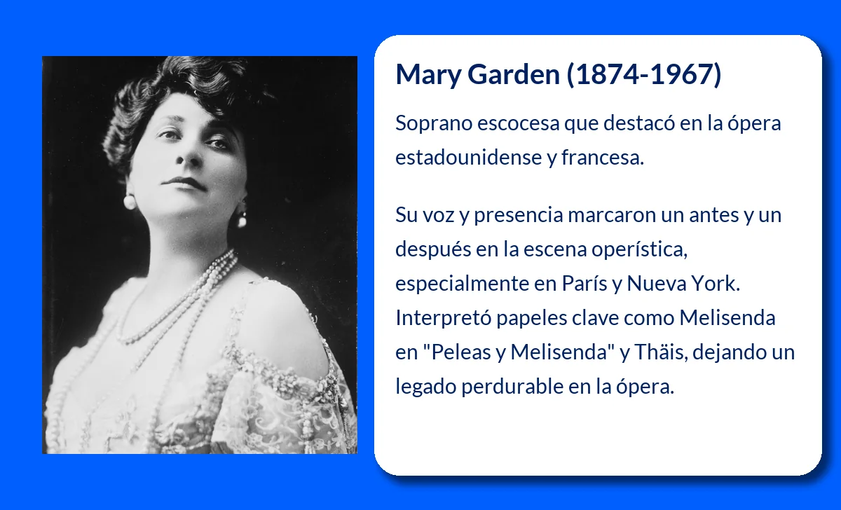 Mary Garden (1874-1967). La soprano escocesa que marcó la historia de la ópera estadounidense
