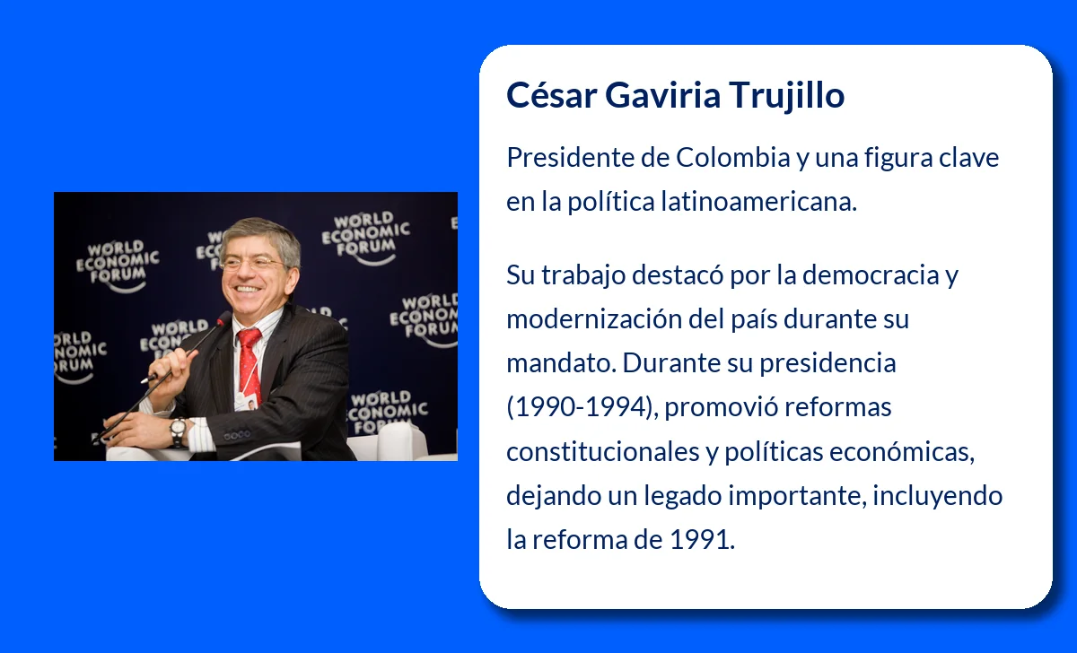 César Gaviria Trujillo (1947-VVVV): El líder colombiano que impulsó las reformas y la democracia