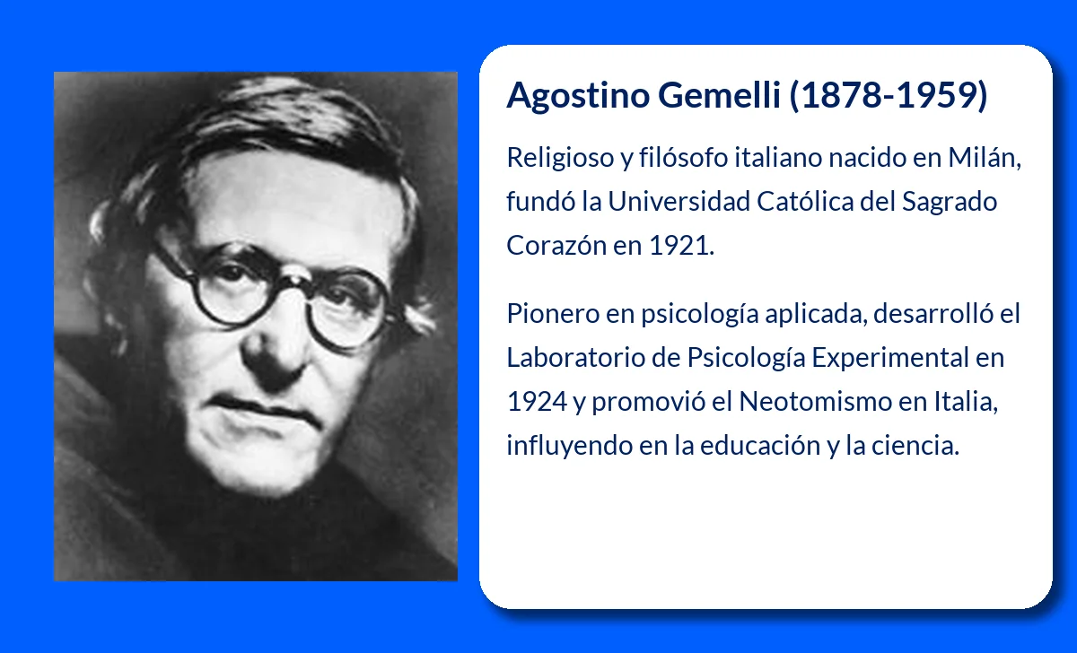 Agostino Gemelli (1878-1959). El padre del Neotomismo italiano y pionero en psicología aplicada