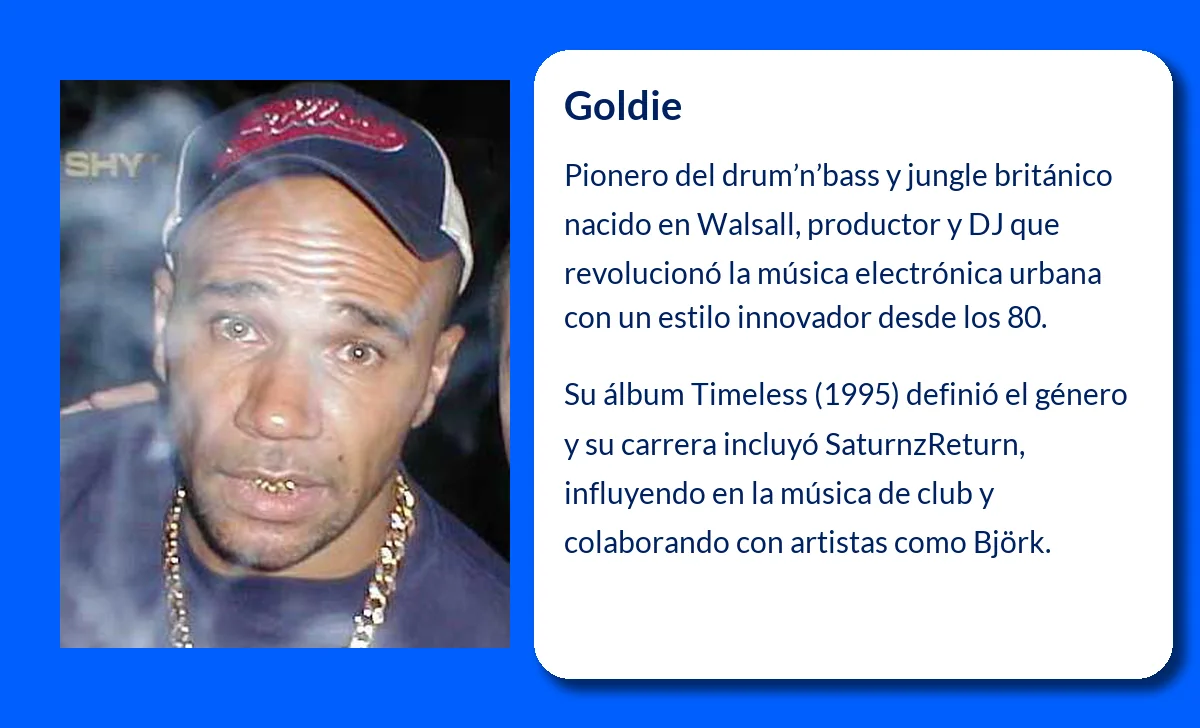 Goldie (1966-VVVV): El precursor del drum'n'bass y el alma del jungle británico