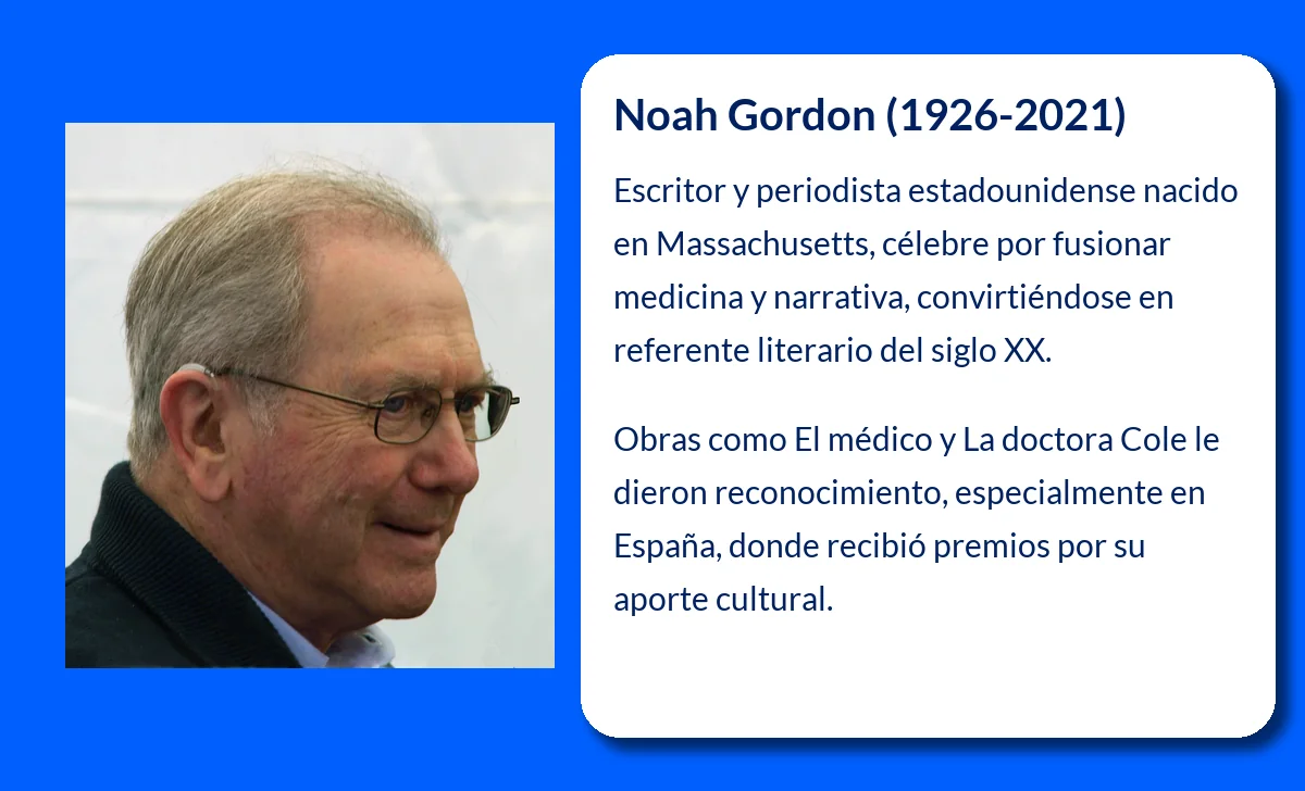 Noah Gordon (1926-2021). Escritor y periodista estadounidense que fusionó medicina y literatura