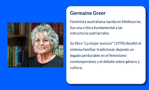 Germaine Greer (1939-VVVV). Pionera del feminismo moderno y voz crítica en la cultura occidental