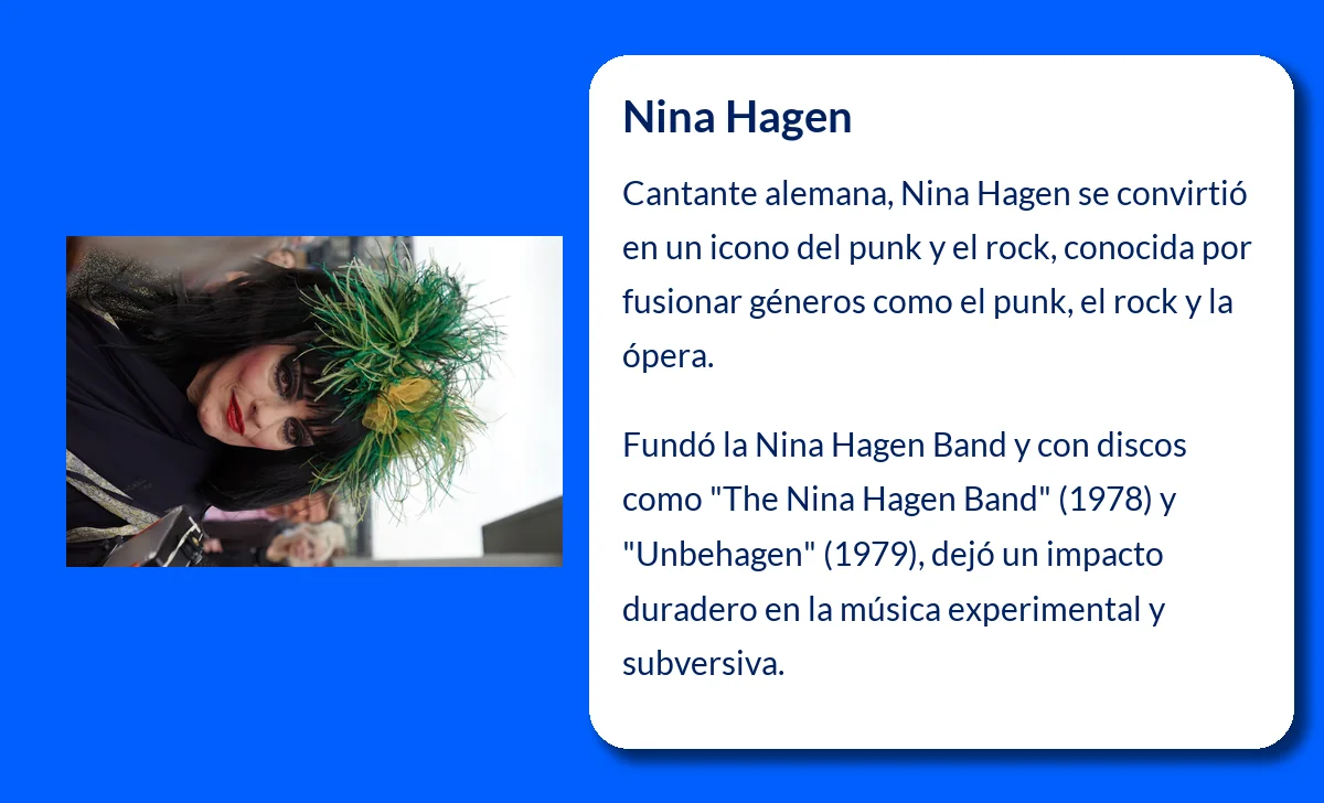 Nina Hagen (1955-VVVV). La voz indomable del punk y el rock alemán