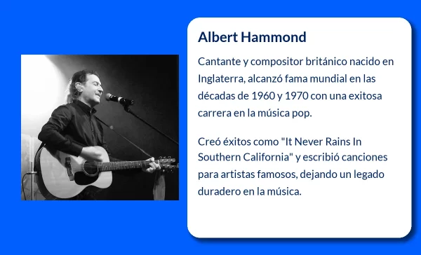 Albert Hammond (ca. 1943-VVVV): El cantante británico que conquistó el mundo con sus éxitos