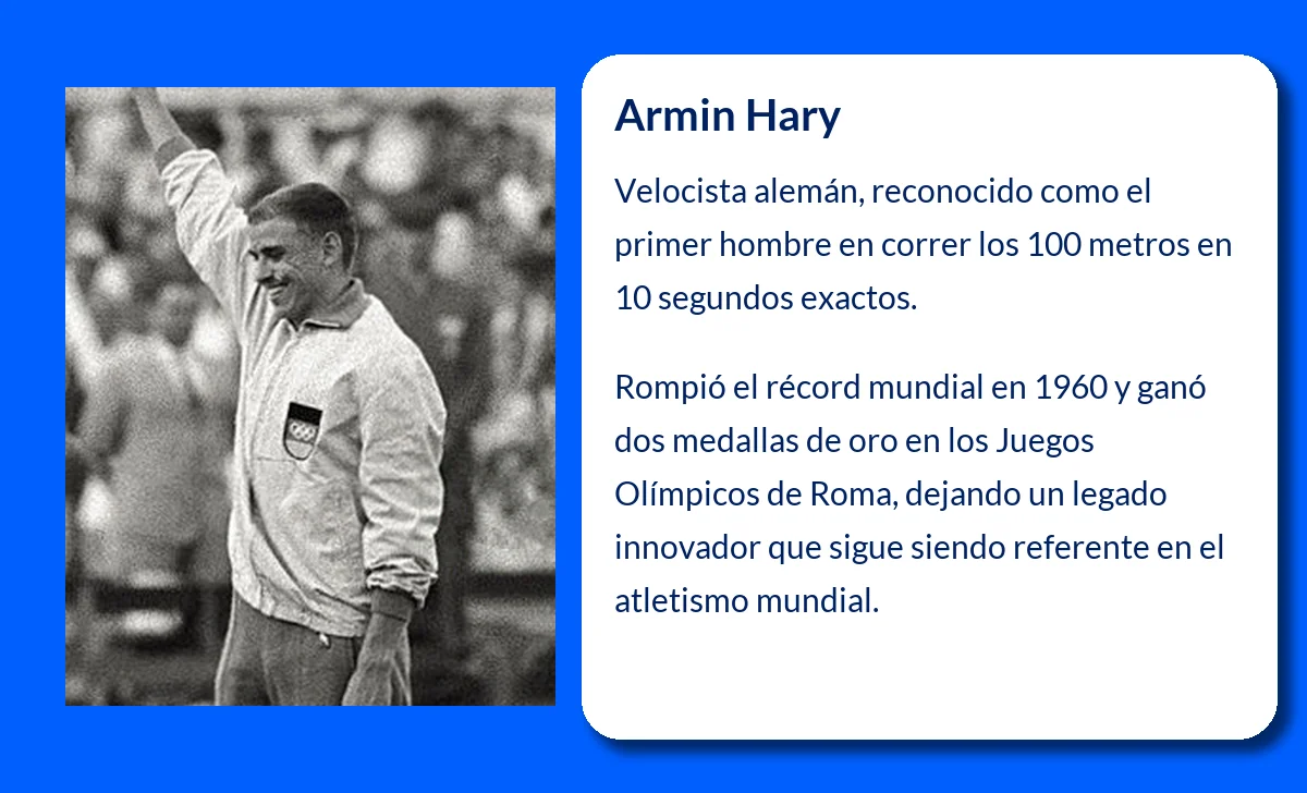 Armin Hary (1937-VVVV): El primer hombre en correr los 100 metros en 10 segundos exactos
