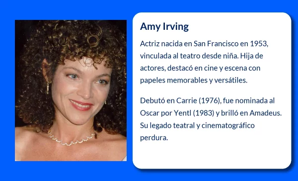Amy Irving. La actriz que conquistó el cine y el teatro estadounidense