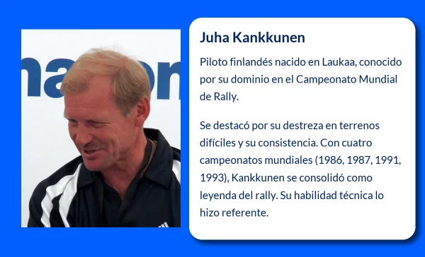 Juha Kankkunen (1959-VVVV): El legendario piloto finlandés que dominó el rally mundial