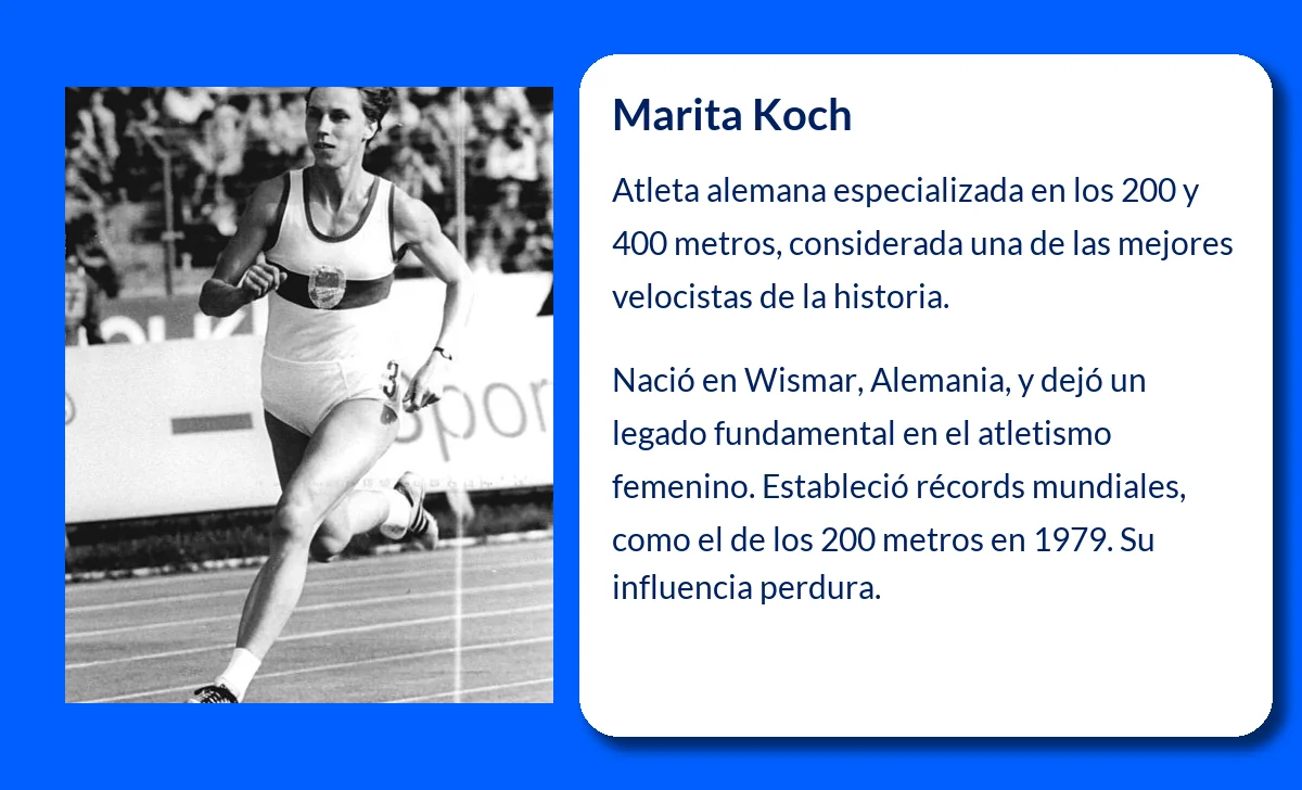 Marita Koch (1957-VVVV). La leyenda alemana del atletismo que dominó los 200 y 400 metros