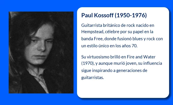Paul Kossoff (1950-1976): El virtuoso guitarrista de rock británico cuya vida fue una tragedia