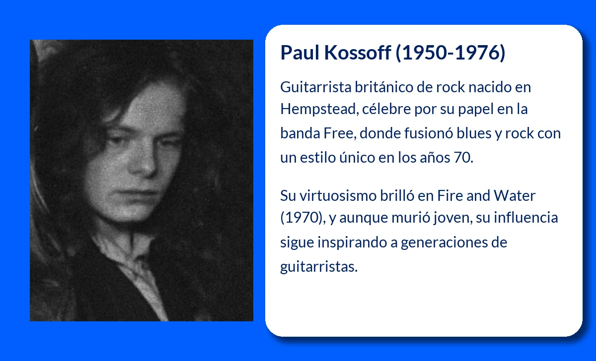 Paul Kossoff (1950-1976): El virtuoso guitarrista de rock británico cuya vida fue una tragedia