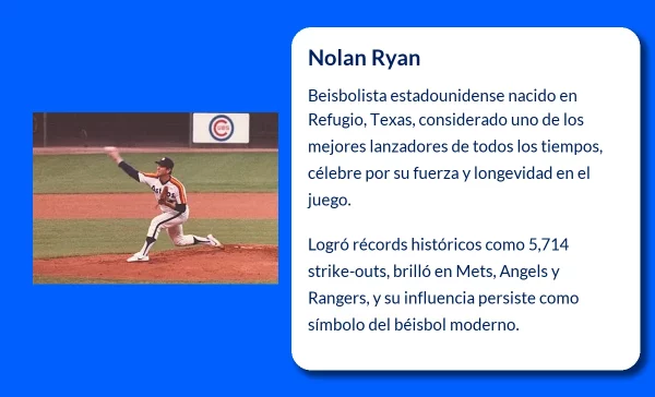 Nolan Ryan (1947-VVVV). El mejor lanzador de béisbol de todos los tiempos