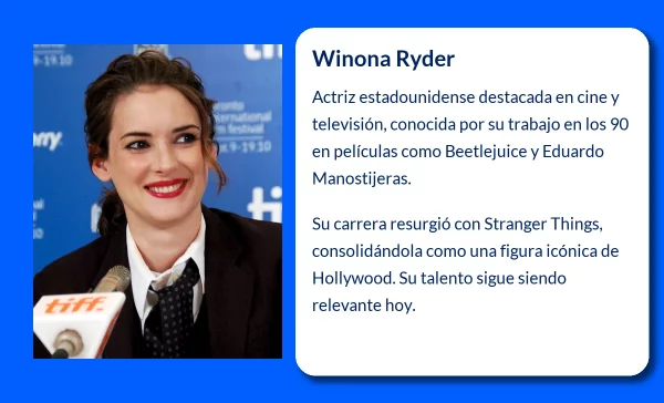 Winona Ryder (1971-VVVV): La icónica actriz de los años 90 que conquistó Hollywood