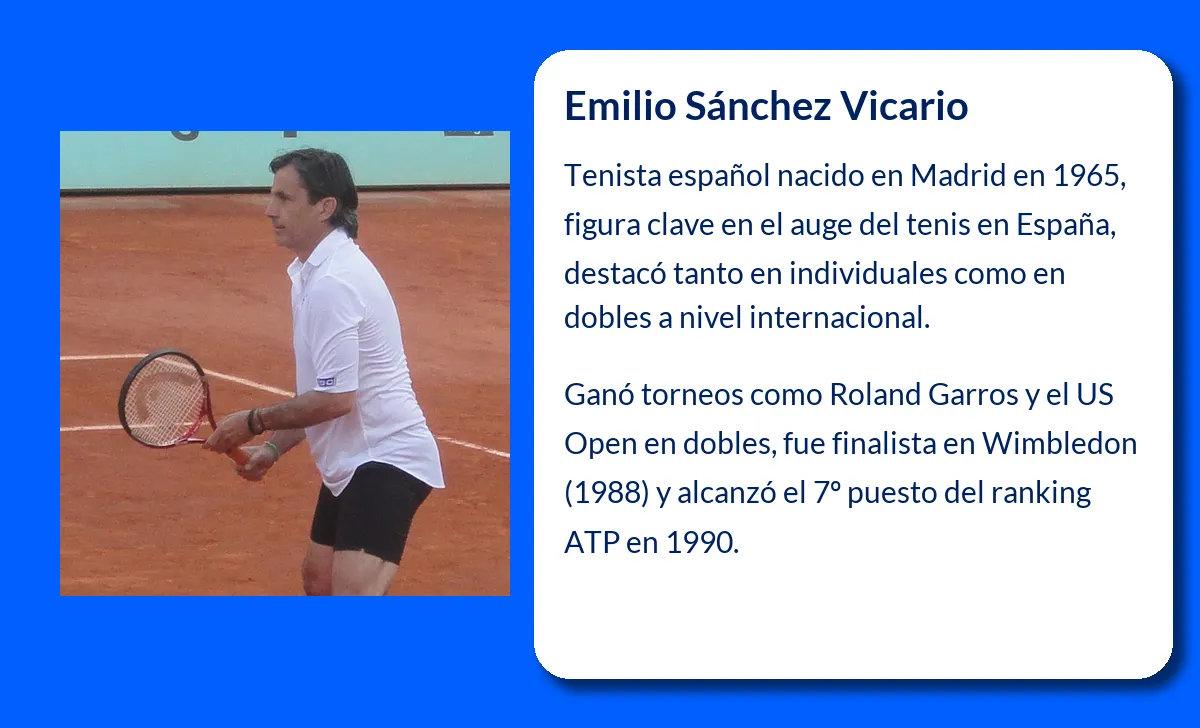 Emilio Sánchez Vicario. El tenista español que brilló en los torneos internacionales