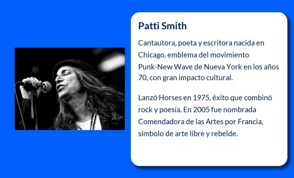 Patti Smith. La voz revolucionaria de la música y la poesía de Nueva York