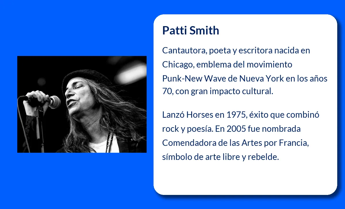 Patti Smith. La voz revolucionaria de la música y la poesía de Nueva York