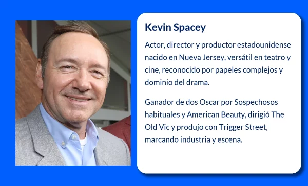 Kevin Spacey (1959-VVVV): La Evolución de un Icono del Cine y Teatro