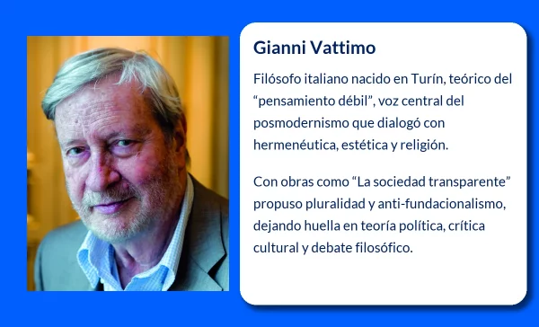 Gianni Vattimo (1936- ): El filósofo del «pensamiento débil» y la postmodernidad