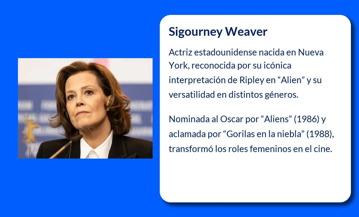Sigourney Weaver (1949-VVVV). La icónica actriz que redefinió los papeles femeninos en el cine de ciencia ficción