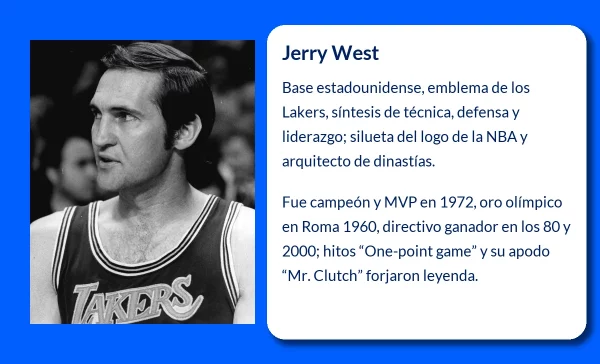 Jerry West (1938-VVVV). El legendario jugador que definió una era en la NBA