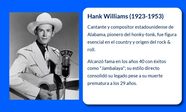 Hank Williams (1923-1953): El ícono del honky-tonk que sentó las bases del rock & roll