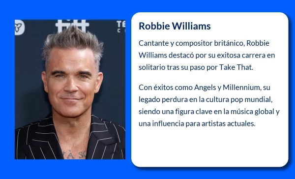 Robbie Williams (1974-VVVV): La leyenda del pop británico
