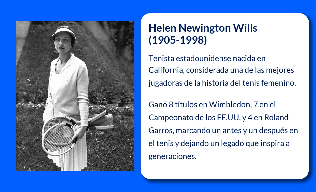 Helen Newington Wills (1905-1998). La leyenda del tenis estadounidense que deslumbró en Wimbledon