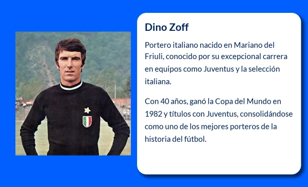 Dino Zoff (1942-VVVV): El portero italiano que conquistó el mundo con su templanza y habilidad